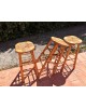 Set de 3 Tabourets paillés hauts « modernistes » vintage années 50